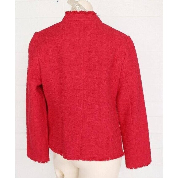 NWT Chico's 1 M 8 10 Renaissance Red Chic Tweed Double Buttoned Jacket - Picture 4 of 6